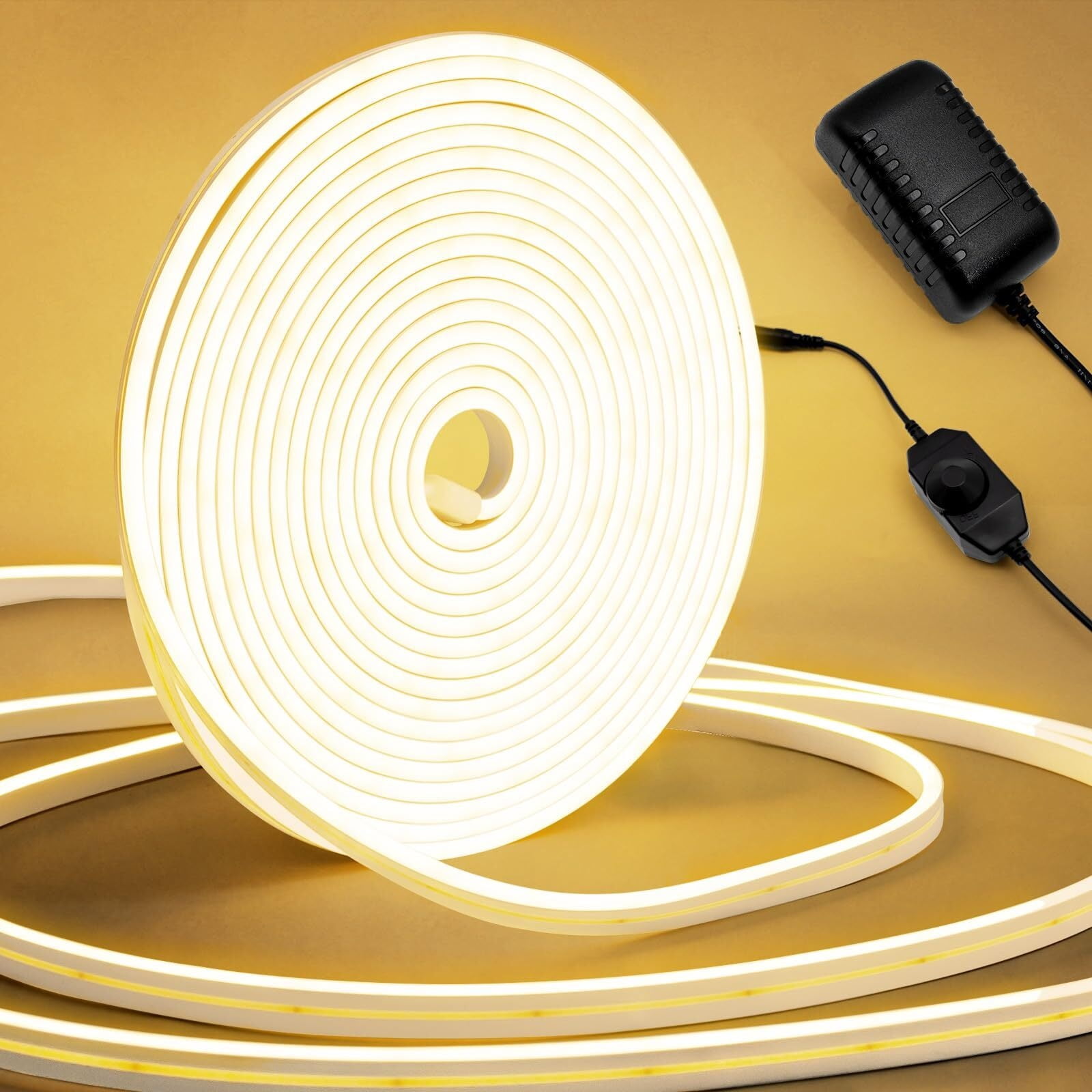 LED Neon Rope Lights, 32.8 Feet Warm White Dimmable LED Strip Lights ...