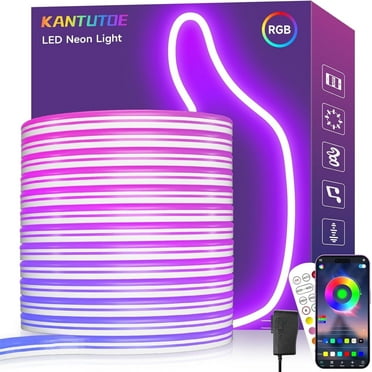 LED Neon Rope Lights, 32.8ft RGB LED Light Strip, 24V Music Sync App/Remote Control DIY Rope Light, IP67 Waterproof Gaming LED Neon Strip Lights for Bedroom Indoor Oudoor Décor
