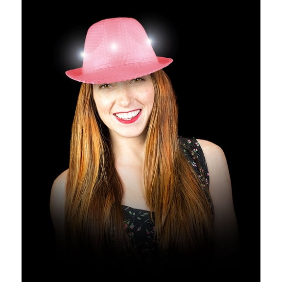 LED Neon Sequin Fedora- Hot Pink