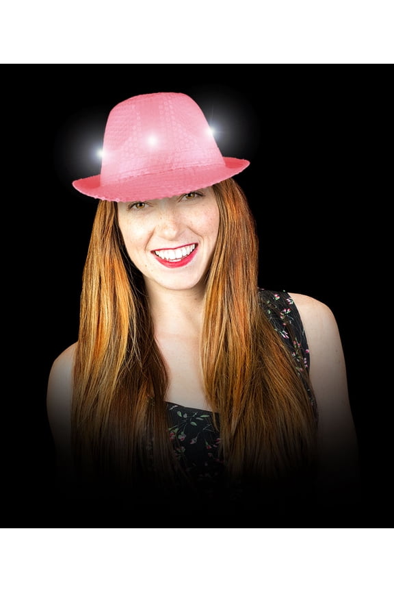LED Neon Sequin Fedora- Hot Pink
