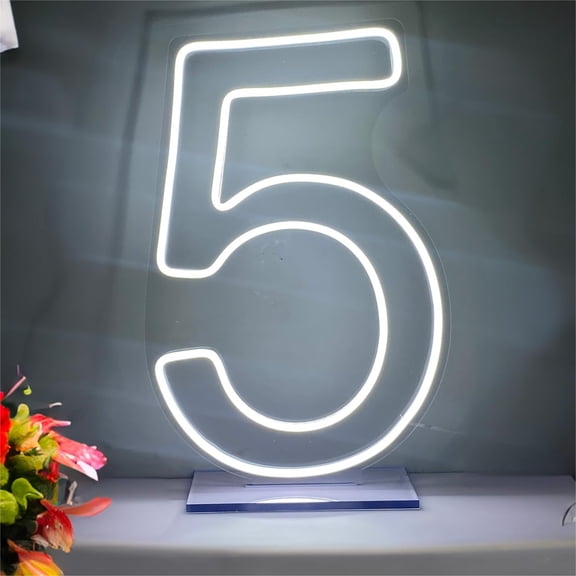 LED Neon Signs Number 5 Birthdays Decor Neon Lights Party USB Plus Battery Case Light up your baby's birthday with our Neon Number Five Sign (Number 5) Y101