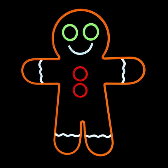 LED Neon Strip Light Gingerbread Man Decoration - Lighted Sign - Multi-Color - 24 Inch