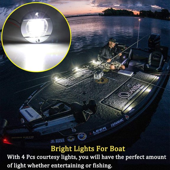LED Night Fishing Lights - Courtesy, Deck, Navigation Lights for Boats (White)