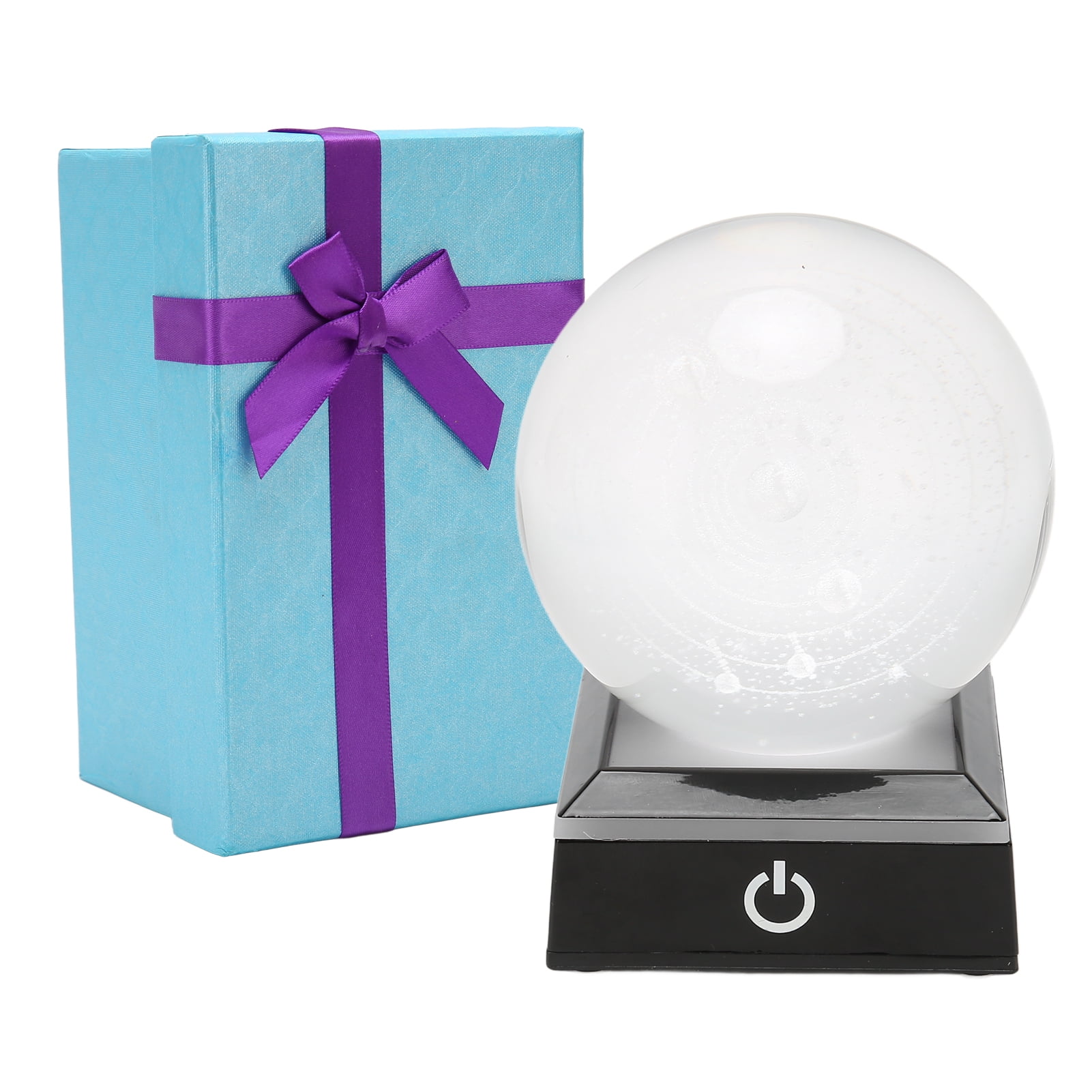 LED Night Lamp 6 Modes Dimmable 3D Solar System Glass Crystal Ball Decoration Light with Base