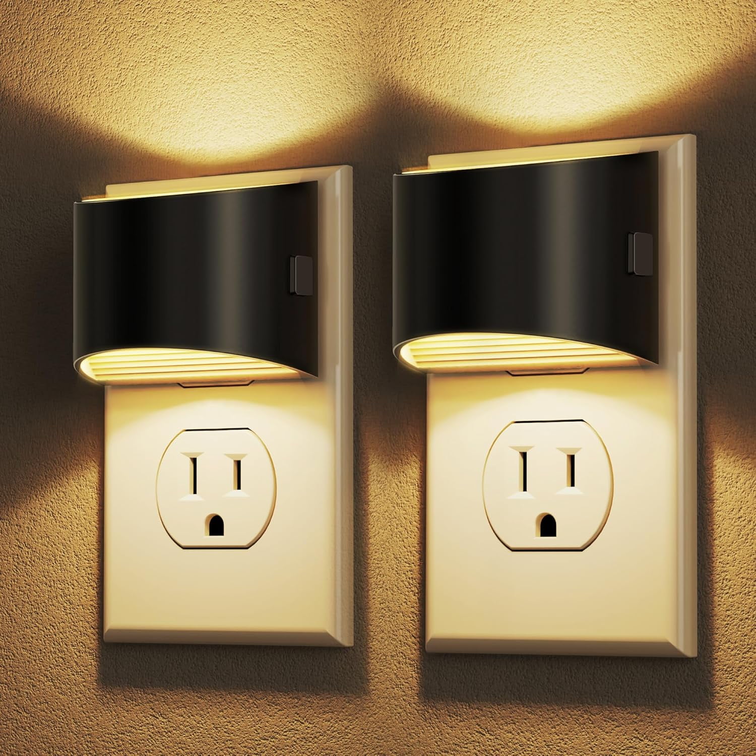 LED Night Light[2 Pack] Lights Plug into Wall 3 Level Brightness Adjustable in Light Dusk to Dawn Sensor Nightlights for Adults Bedroom Bathroom Hallway 3000K