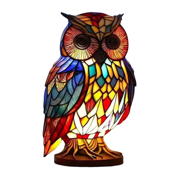 LED Night Light Animal Figurine, Resin Art Sculpture with Warm Glow, Tabletop Decor for Bedroom Living Room, Illuminated Owl Elephant Rabbit Statue