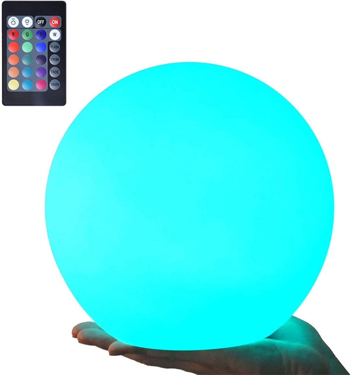 LED Night Light Ball, 6/8/12-inch 16 RGB Colors and Dimmable Globe Light with Remote, Upgraded Folding Handle, Seamless Matte Housing, Rechargeable IP65 Floating Pool Light, for Nursery or Decor