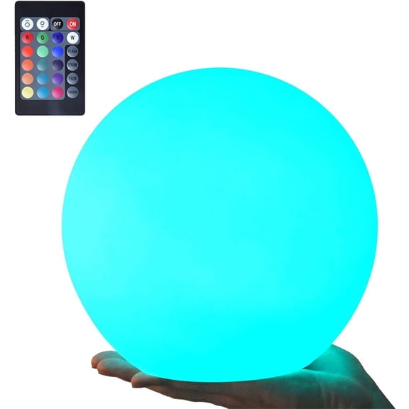 LED Night Light Ball, 6/8/12-inch 16 RGB Colors and Dimmable Globe Light with Remote, Upgraded Folding Handle, Seamless Matte Housing, Rechargeable IP65 Floating Pool Light, for Nursery or Decor