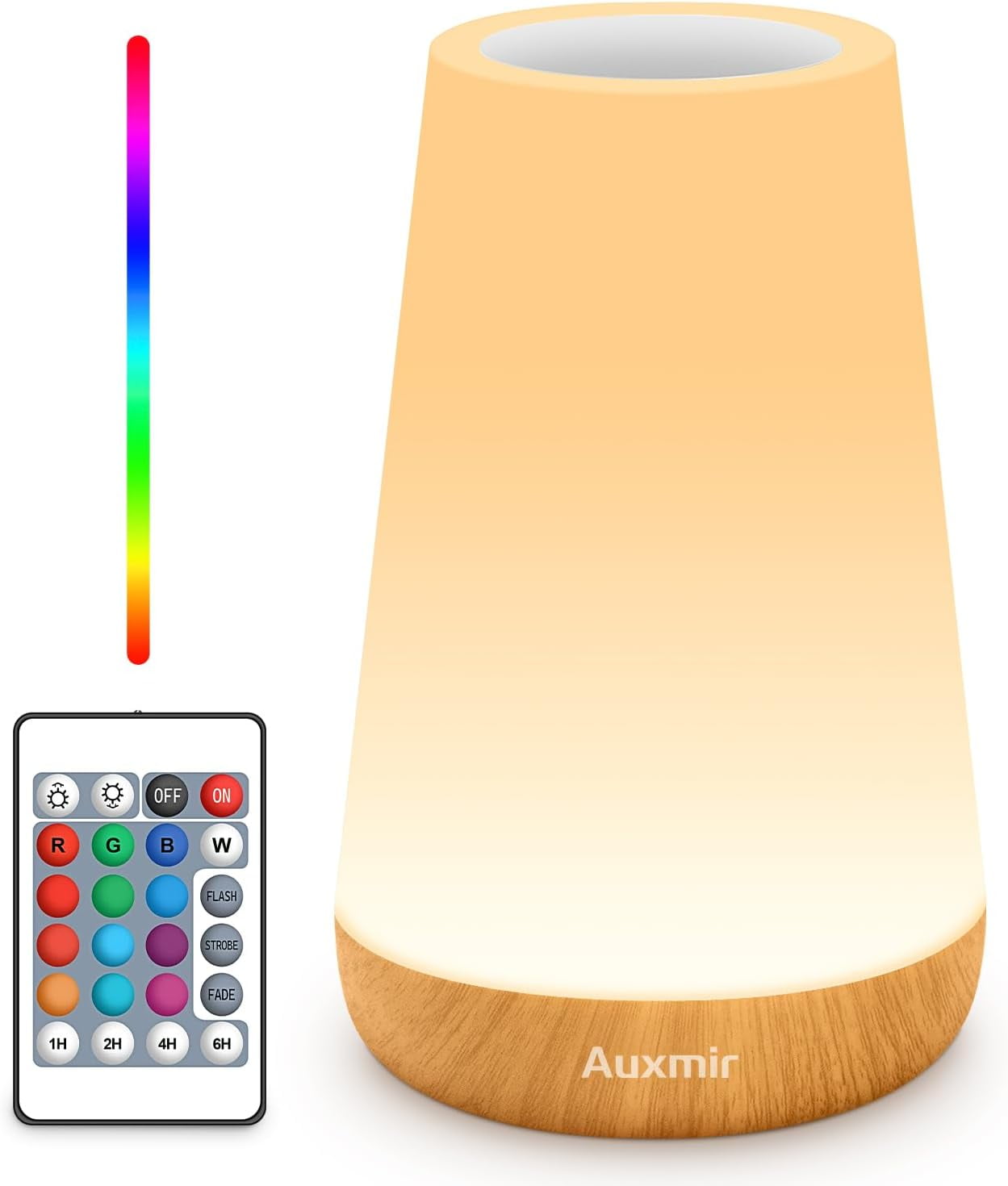 LED Night Light Bedside Lamp Touch and Remote Control Dimmable Tabletop 13 RGB Colors Changing 5 Brightness Adjustable Recharable Portable Lamp for Baby Kids Nursery Bedroom Bathroom Camping