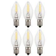 LED Night Light Bulbs (6 Pack), C7 Replacement Light Bulbs – 7W Equivalent , White Warm 2700K, Christmas String Lights, Electric Window Candles