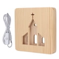 thumbnail image 1 of LED Night Light Christian Church Pattern Hollow Out 3D Wooden Lamp USB Interface Pine Wooden Night Light for Bedroom Home, 1 of 5