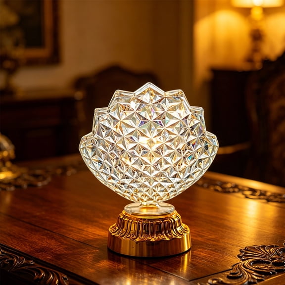 LED Night Light Decorative Lamp, Battery Powered Crystal Table Lamp With Diamond Cut Design Portable Lighting, Bedside Night Lamp for Bedroom Living Room Party Decor Gifts