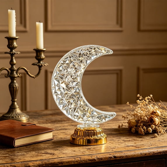 LED Night Light Decorative Lamp, Battery Powered Crystal Table Lamp With Diamond Cut Design Portable Lighting, Bedside Night Lamp for Bedroom Living Room Party Decor Gifts
