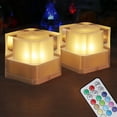 thumbnail image 1 of LED Night Light Flameless Crystal-like Cube Light Battery Operated with Remote and Timers Electric Flickering Light for Bedroom Home Hanukkah Decor, 1 of 7