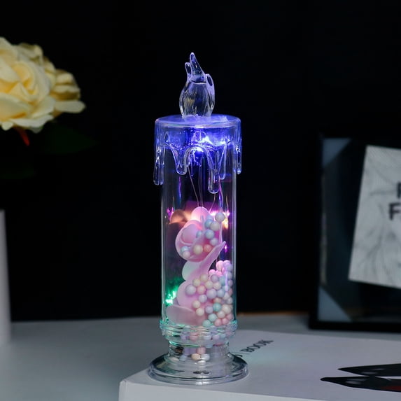 LED Night Light, Flameless Flickering Electronic Candle, Rose Heart Shape Bedside Decor for Girls Bedroom Christmas Party