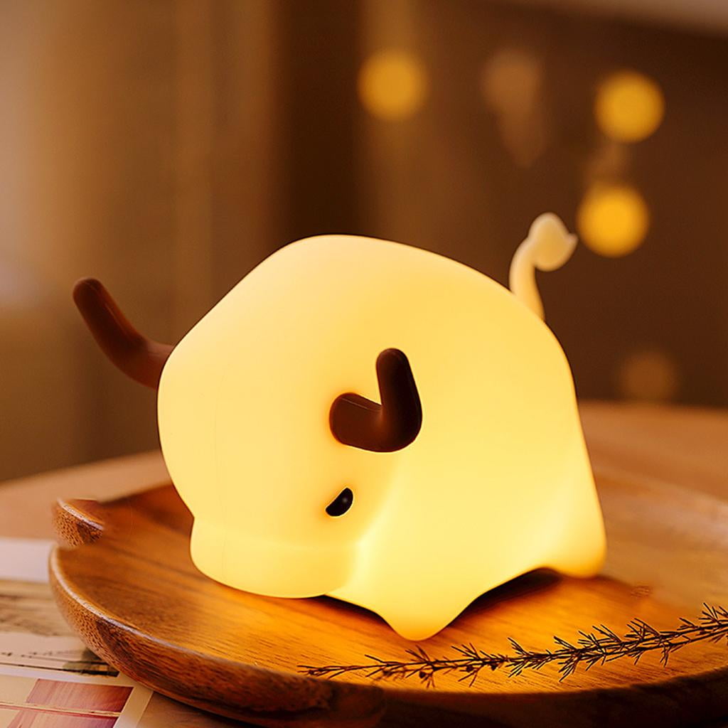 LED Night Light Gifts for girls and boys Baby, Dimming Bedroom Bedside Lamp for Kids Bedroom, Cute Cow Silicone Nightlights for Children
