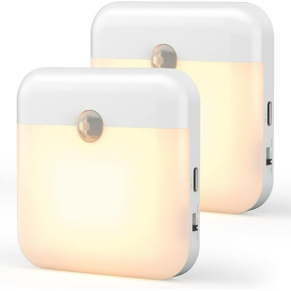 LED Night Light, Indoor Motion Sensor Lamp, Automatic Night Light with Magnetic Attachment, Children's Night Light for Baby Room, Kitchen, Hallway, Staircase, Living Room (Set of 2)