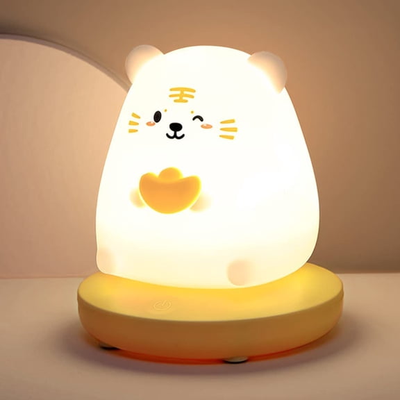 LED Night Light for Kids, Cute Soft Silicone Night Light with Touch Sensor, Portable Silicone Animal Shape, USB Rechargeable Bedside Lamp for Office Bedroom