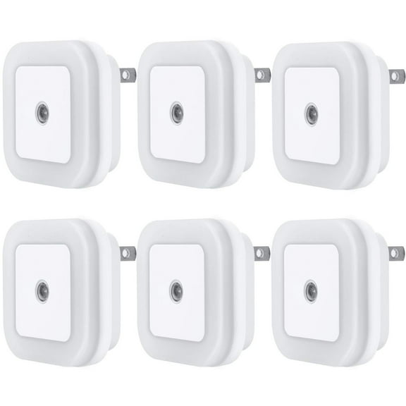 LED Night Light Lamp with Smart Sensor Dusk to Dawn Sensor, Daylight White, 0.5W Plug-in, 6-Pack