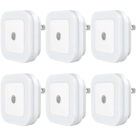 6-Pack LED Night Light Lamp with Smart Sensing, Auto Dusk to Dawn Sensor, Daylight White, 0.5W Plug-in Wall Nightlight