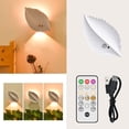 thumbnail image 1 of LED Night Light Leaf Shape | Motion Sensor | Magnetic Self- | Wireless Wall Lamp | Remote Control | Dimmable 3 Modes | Bedroom Ambient Lighting | White 6.3x3.6 in, 1 of 7