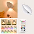 thumbnail image 1 of LED Night Light Leaf Shape | Motion Sensor | Magnetic Self-Adhesive | Wireless Wall Lamp | Remote Control | Dimmable 3 Modes | Bedroom Ambient Lighting | White 6.3x3.6 in, 1 of 7