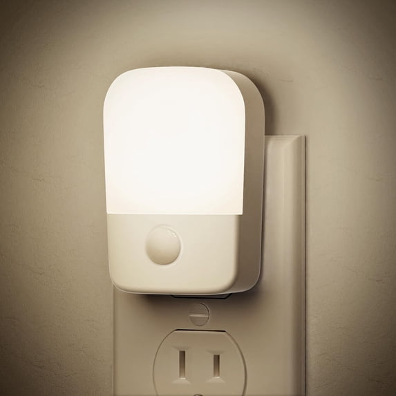 LOHASLED LED Night Light with Light Sensor, Adjustable Brightness 30/60LM, Dimmable Night Light for Kids, Nursery, Pet, Bedroom, Hallway, Kitchen, 2 Pack, 5000K Warm White