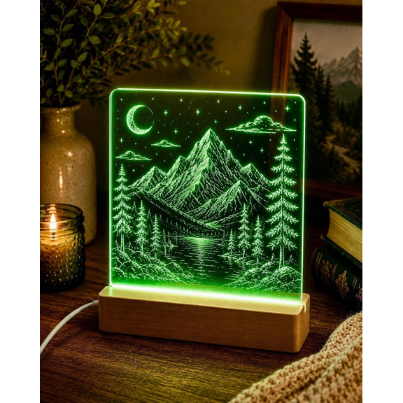 Starlight Showcase Color Changing Mountain Lake Scene LED Night Lights (2 Pack)