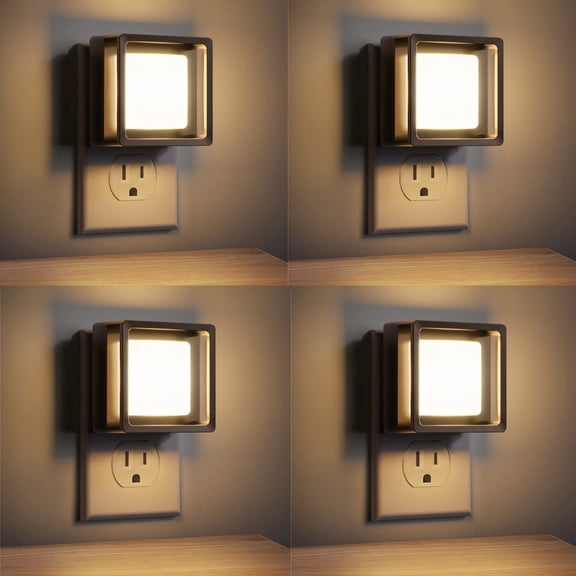 LED Night Light, Night Lights Plug Into Wall [4 Pack] with Dusk-to-Dawn Sensor, Dimmable Nightlights, Adjustable Brightness for Bathroom, Hallway, Bedroom,Kids Room,Stairway,Soft White
