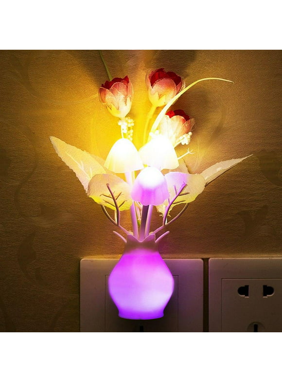 LED Night Light Plug in with Dusk to Dawn Sensor 7 Color Change,Wall Lamps Plug in NightLight for Kids Adults, Bedroom, Bathroom, Kitchen, Hallway, Stairs