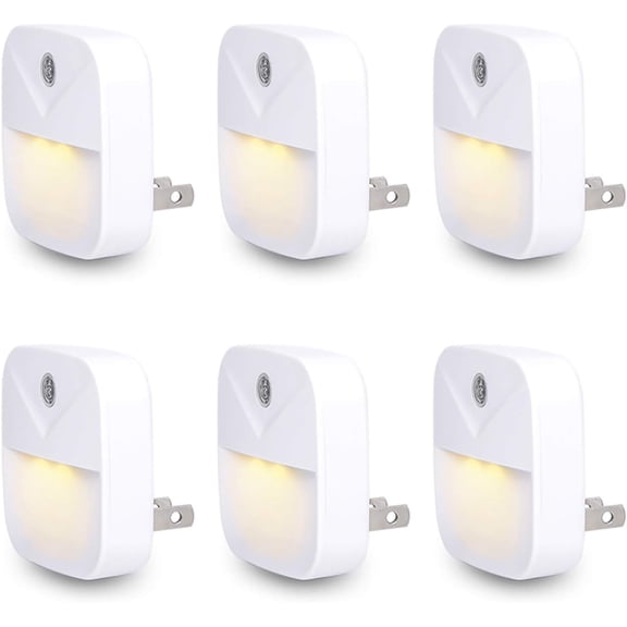 LED Night Light Plug in with Dusk to Sensor, Auto Off Nightlight for Bedroom Bathroom Hallway Stairs Kitchen, Warm White Glow, Energy Efficient, Safe for , 6 Pack