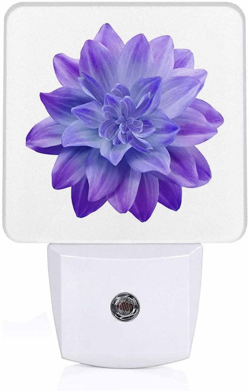 LED Night Light,Purple Blue Dahlia Flower LED Night Light Plug into