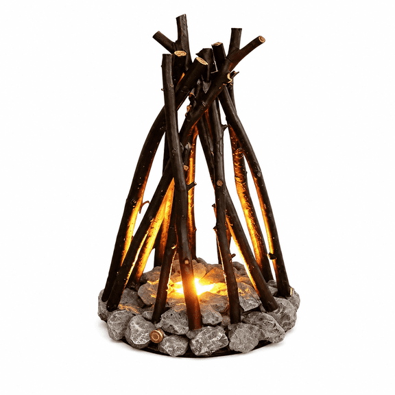 Generic Dimmable 3 Lighting Modes Flame Sound Wooden Campfire LED Night Lights, Warm