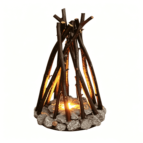 Generic Dimmable 3 Lighting Modes Flame Sound Wooden Campfire LED Night Lights, Warm