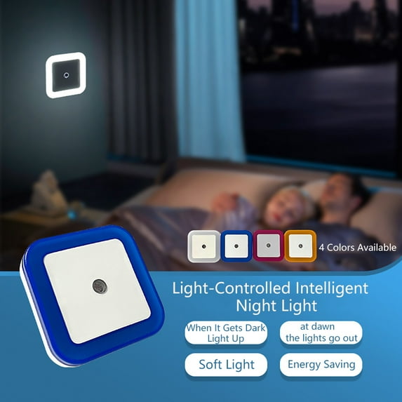 LED Night Light with Smart Lighting Sensor, Light-Controlled Intelligent Night Lamp, Plug in Mini Night Light for Kids Bedroom, Bathroom, Hallway