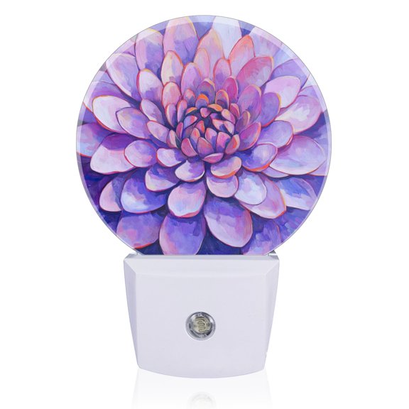 Night Lights Plug Into Wall, Beautiful Lilac - Toned Succulent LED Night Lights Lamp with Dusk to Dawn Sensor for Kids Room, Bedroom, Bathroom, Kitchen, Hallway