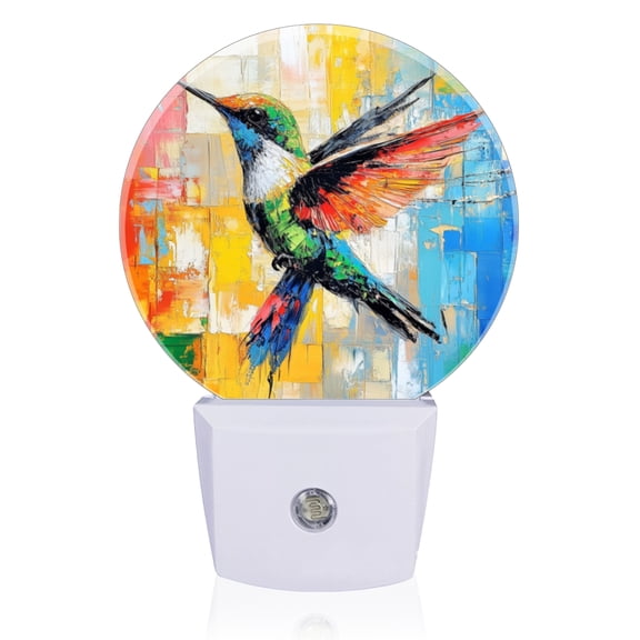 Light Sensor of LED Night Light, Colorful Hummingbird Spread Wings In Flight Night Light Plug Into Wall for Kids Room, Bedroom, Bathroom, Kitchen