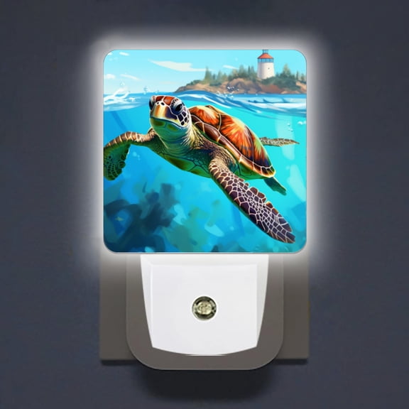 LED Night Lights Lamp with Dusk to Dawn Sensor, Cute Cartoon SeTurtle Swimming In The Ocean Night Light Plug Into Wall for Kids Room, Bedroom, Bathroom, Kitchen, Hallway