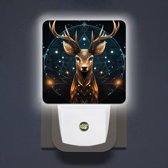 LED Night Lights Lamp with Dusk to Dawn Sensor, Deer With Starry Sky Background Night Light Plug Into Wall for Kids Room, Bedroom, Bathroom, Kitchen, Hallway