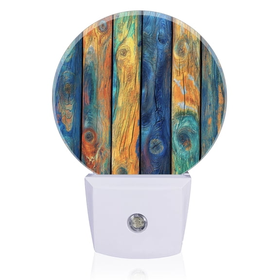 LED Night Lights Lamp with Dusk to Dawn Sensor, Gorgeous Rainbow - Toned Planks Night Light Plug Into Wall for Kids Room, Bedroom, Bathroom, Kitchen, Hallway