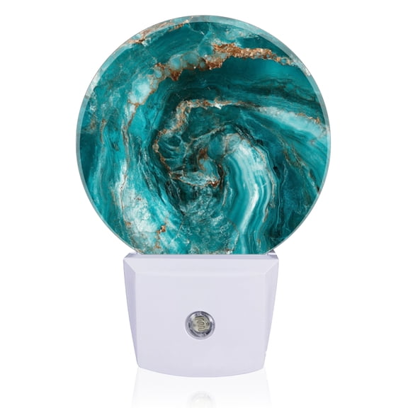 LED Night Lights Lamp with Dusk to Dawn Sensor, Gorgeous Teal - Veined Onyx Night Light Plug Into Wall for Kids Room, Bedroom, Bathroom, Kitchen, Hallway