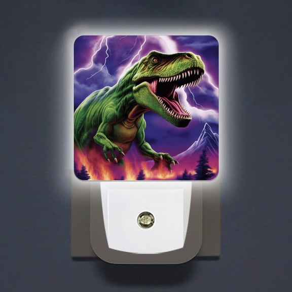 LED Night Lights Lamp with Dusk to Dawn Sensor, Green Dinosaur Roaring With Mouth Open Night Light Plug Into Wall for Kids Room, Bedroom, Bathroom, Kitchen, Hallway