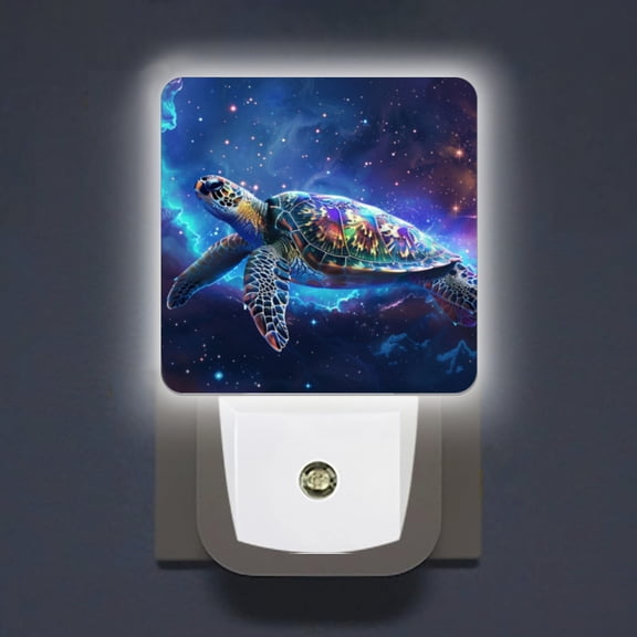 LED Night Lights Lamp with Dusk to Dawn Sensor, Majestic SeTurtle Floating In The Vastness Of Space Night Light Plug Into Wall for Kids Room, Bedroom, Bathroom, Kitchen, Hallway