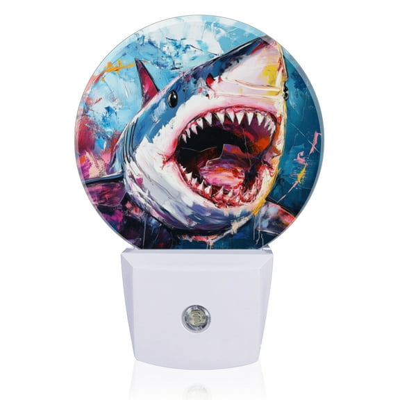Light Sensor of LED Night Light, Sharp-Toothed Shark Opened Jaws Night Light Plug Into Wall for Kids Room, Bedroom, Bathroom, Kitchen