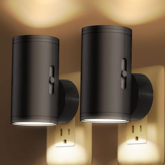 LED Night Lights Plug into Wall, Dusk to Dawn Sensor,5-300LM Adjustable Brightness, Soft Dimmable Night Lights for Kitchen,Hallway Bedroom,Stairs, 2 Pack