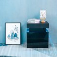 LED Nightstand Modern Black Led Lights Wood Bedside Table 2 High Gloss