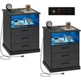 thumbnail image 1 of LED Nightstand Set of 2 with Charging Station&2 Drawers, Night Stand for Bedroom Living Room, Modern End Side Table with 2 USB Ports&LED Lights, Black, 1 of 9