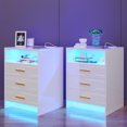 LED Nightstand with Wireless Charging Station Smart Night Stand with 3