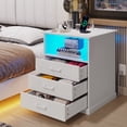 thumbnail image 1 of LED Nightstand with Charging Station&2 Drawers, Night Stand for Bedroom Living Room, Modern End Side Table with 2 USB Ports&LED Lights, White, 1 of 8