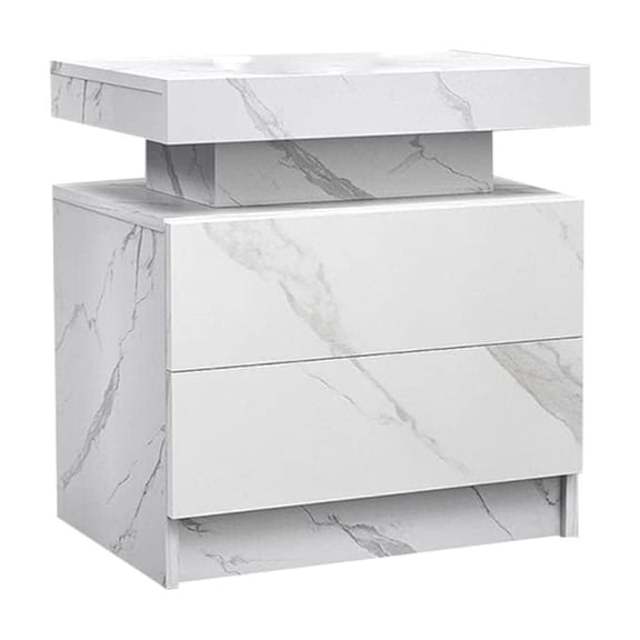 LED Nightstands, Bed Side Table With Storage, Modern End Side Table With 2 Drawers, LED Bedroom Furniture For Bedroom Living Room Decoration